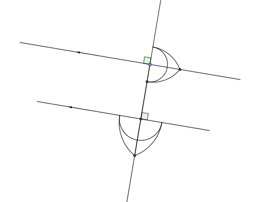 Paral·lela com la perpendicular de la perpendicular.