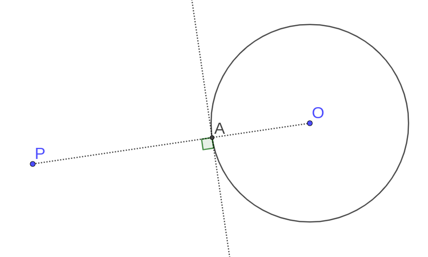 Unim P i centre O i fem perpendicular a aquest segment.